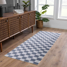 Load image into Gallery viewer, Alie Blue Gray Checkered Washable Rug [Online Only]
