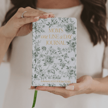 Load image into Gallery viewer, Mom's One Line A Day Green Delft Leather Journal [Online Only]
