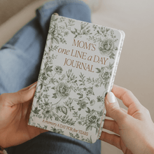Load image into Gallery viewer, Mom's One Line A Day Green Delft Leather Journal [Online Only]
