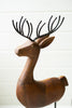 Carved Wood and Iron Reindeer on Bases (Set of 3)