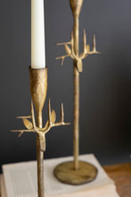 Load image into Gallery viewer, Set of 3 Forged Iron antique Gold Deer Taper Holders
