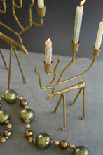 Load image into Gallery viewer, Antique Gold Forged Iron Christmas Deer Candelabras
