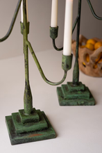 Load image into Gallery viewer, Forged-Iron Green Patina Taper Candelabra (2 Sizes)
