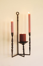 Load image into Gallery viewer, Forged-Iron Wall Taper and Pillar Candle Holder
