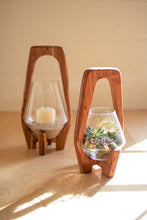 Load image into Gallery viewer, Oval Wood and Glass Lantern (2 sizes)
