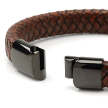 Load image into Gallery viewer, Red Brown Braided Leather Bracelet with Gunmetal Stainless Steel Magnetic Clasp [Online Only]
