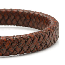 Load image into Gallery viewer, Red Brown Braided Leather Bracelet with Gunmetal Stainless Steel Magnetic Clasp [Online Only]
