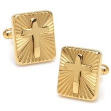 Load image into Gallery viewer, Radiant Cross Gold Sterling Silver Cufflinks [Online Only]
