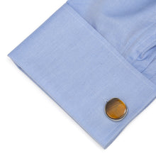 Load image into Gallery viewer, Sterling Silver Formal Tigers Eye Gunmetal Cufflinks [Online Only]
