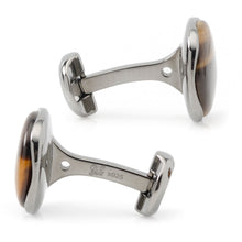 Load image into Gallery viewer, Sterling Silver Formal Tigers Eye Gunmetal Cufflinks [Online Only]
