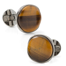 Load image into Gallery viewer, Sterling Silver Formal Tigers Eye Gunmetal Cufflinks [Online Only]
