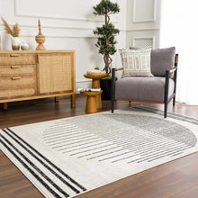 Load image into Gallery viewer, Angus Black &amp; White Geometric Area Rug [Online Only]
