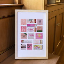 Load image into Gallery viewer, Pink Matchbook Collage Poster w/Frame Options [Online Only]
