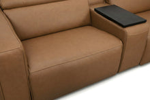 Load image into Gallery viewer, Rally Pro Caramel 6-Piece Power Reclining Sectional with Console and Immersive Sound System [Online Only]
