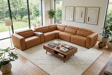 Load image into Gallery viewer, Rally Pro Caramel 6-Piece Power Reclining Sectional with Console and Immersive Sound System [Online Only]
