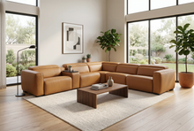 Load image into Gallery viewer, Rally Pro Caramel 6-Piece Power Reclining Sectional with Console and Immersive Sound System [Online Only]
