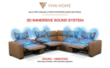 Load image into Gallery viewer, Rally Pro Caramel 6-Piece Power Reclining Sectional with Console and Immersive Sound System [Online Only]
