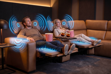Load image into Gallery viewer, Rally Pro Caramel 6-Piece Power Reclining Sectional with Console and Immersive Sound System [Online Only]
