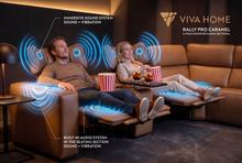 Load image into Gallery viewer, Rally Pro Caramel 6-Piece Power Reclining Sectional with Console and Immersive Sound System [Online Only]
