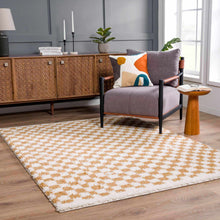 Load image into Gallery viewer, Kieu Mustard &amp; Ivory Checkered Area Rug [Online Only]
