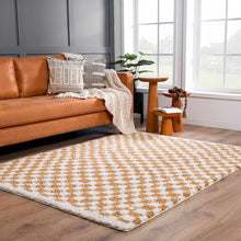 Load image into Gallery viewer, Kieu Mustard &amp; Ivory Checkered Area Rug [Online Only]
