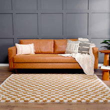Load image into Gallery viewer, Kieu Mustard &amp; Ivory Checkered Area Rug [Online Only]
