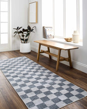 Load image into Gallery viewer, Alie Blue Gray Checkered Washable Rug [Online Only]
