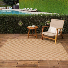 Load image into Gallery viewer, Kuval Checkered Brown Outdoor Rug [Online Only]
