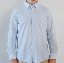Load image into Gallery viewer, Blue White Diamond No Tuck Long-Sleeved Shirt
