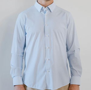 Blue White Diamond No Tuck Long-Sleeved Shirt