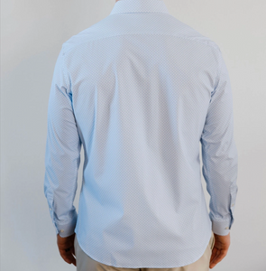 Blue White Diamond No Tuck Long-Sleeved Shirt