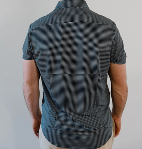 Navy White Diamond Short-Sleeved Shirt