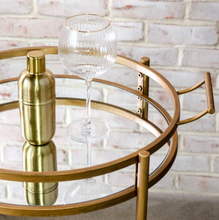 Load image into Gallery viewer, Round Gold &amp; Glass Bar Cart
