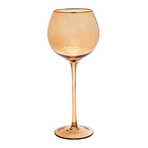 Amber Gold Rim Ball Wine Glass