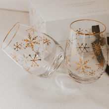 Load image into Gallery viewer, Snowflakes Stemless Wine Glass - Boxed Set of 2 [Online Only]
