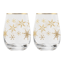Load image into Gallery viewer, Snowflakes Stemless Wine Glass - Boxed Set of 2 [Online Only]
