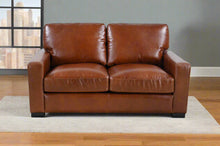 Load image into Gallery viewer, Claudette Top Grain Leather Love Seat - Chestnut [Online Only]
