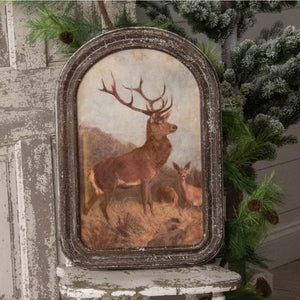 Arched Wood Framed Deer Print