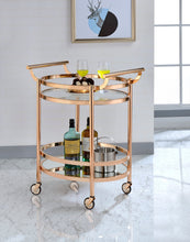 Load image into Gallery viewer, Lakelyn Clear Glass &amp; Rose Gold Finish Serving Cart [Online Only]
