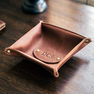 The Monticello Fine Leather Desk Valet Caddy Tray | Holtz Leather Co.