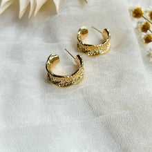 Load image into Gallery viewer, Chunky Gold Textured Hoops
