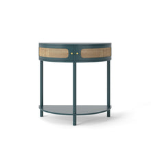 Load image into Gallery viewer, Boho Rattan Semi Circle End Table With Sliding Rattan Door [Online Only]

