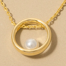 Load image into Gallery viewer, Gold Dipped Pearl Bead Ring Pendant Necklace
