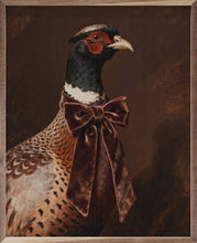 Load image into Gallery viewer, Brown Velvet Bow Pheasant Wooden Wall Art 16x20
