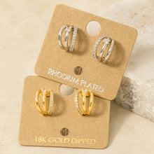 Load image into Gallery viewer, Pave Layered Hoop Huggie Earrings (2 Colors)
