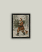 Load image into Gallery viewer, Santa with Tree Framed Antique Art 5x7
