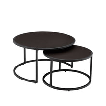 Load image into Gallery viewer, Modern Faux Leather Nesting Round Coffee Table Set - Dark Brown [Online Only]

