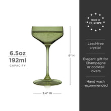 Load image into Gallery viewer, Reserve Nouveau Crystal Coupe Glasses in Sage Set of 2 (Online Only)
