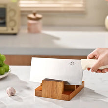 Load image into Gallery viewer, Acacia Wood Cutting Board Holder &amp; 3 Slot Organizer
