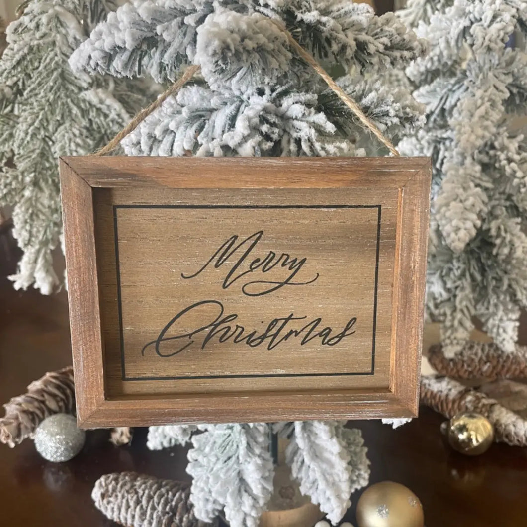 Merry Christmas Wood Washed Ornament